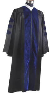 Doctoral Gown - BLACK Color in Matte Finish with ROYAL BLUE Velvet